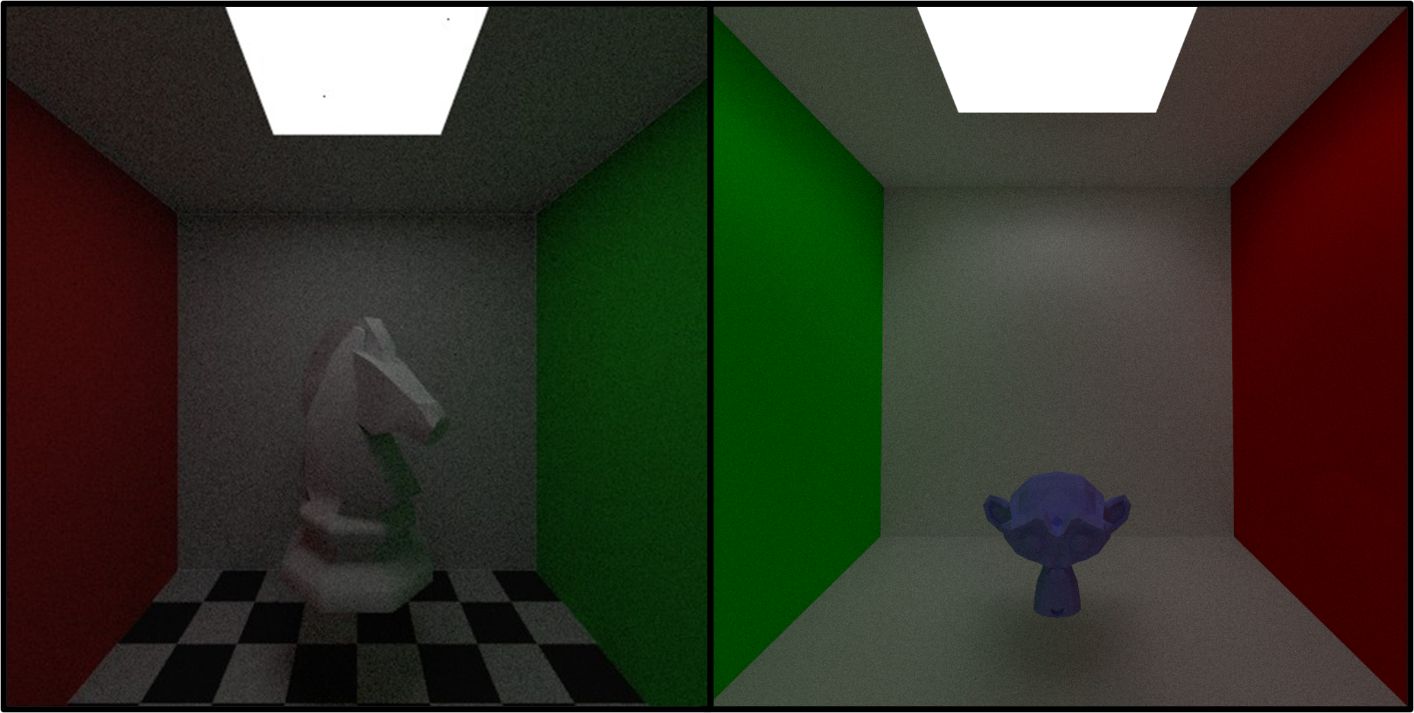 ray-traced knight and monkey